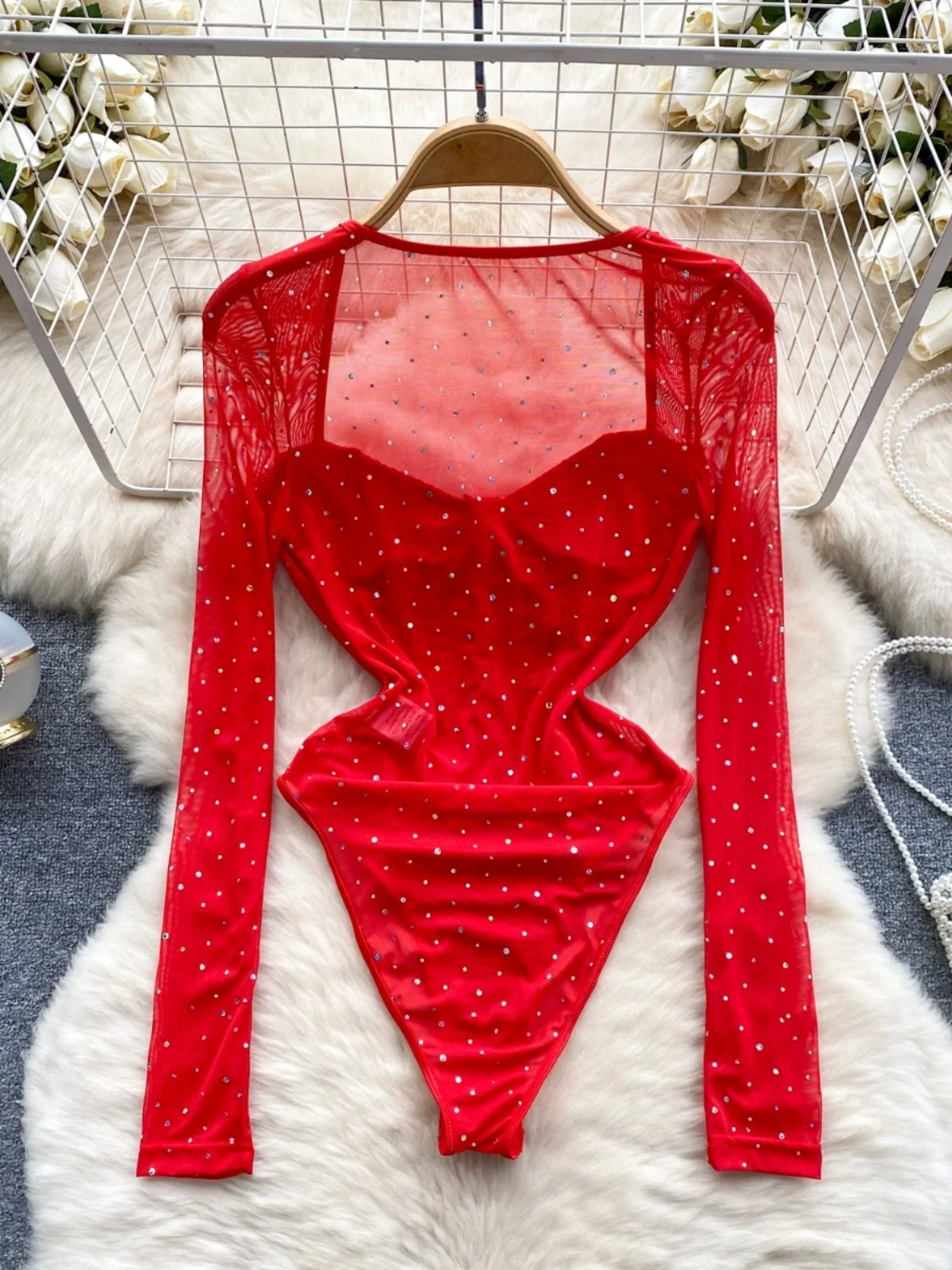 

Весна 2024, женский длинный комбинезон с пайетками Sve Onesie Me, внутренняя одежда, прочный дизайн, брюки с низкой талией, ансамбль