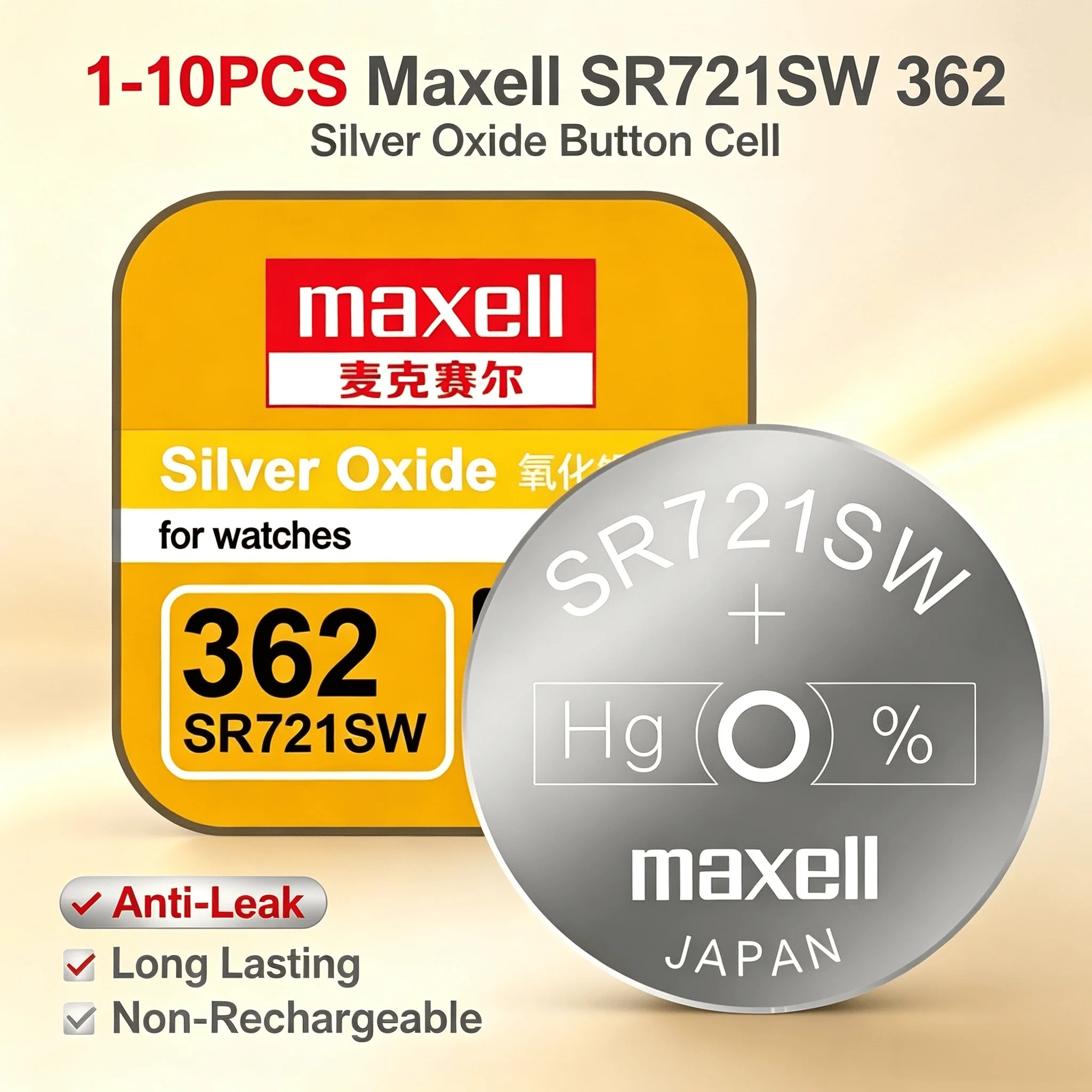 1-10PCS Maxell SR721SW 362 Silver Oxide Button Cell Anti-Leak Long Lasting Non-Rechargeable Battery For Watches Toys Electronics