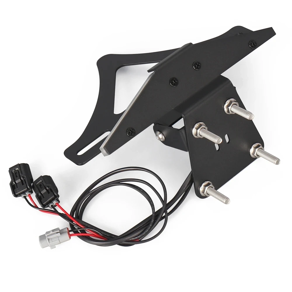 For Kawasaki Ninja ZX10R ZX10RR 2023-2025 Motorcycle Aluminum LED Turn Signals Foldable License Plate Frame Holder Bracket
