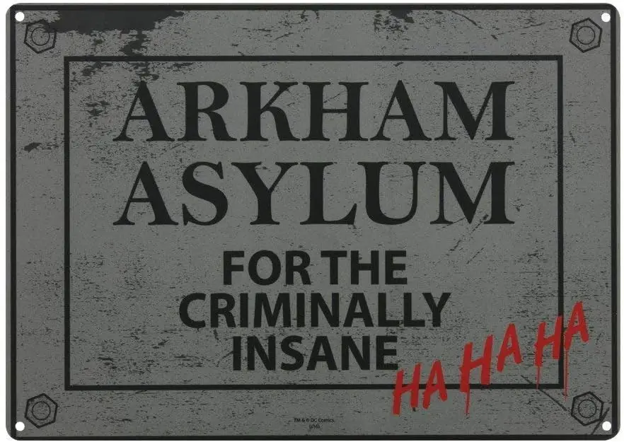 Metal Signs Arkham Asylum Wall Decro | Indoor/Outdoor | 12 x 8 inch Tin Sign Vintage Look