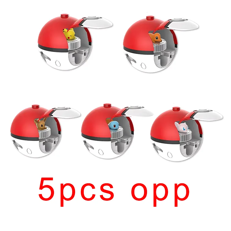 Pokemon Figuur Draaiende Top Speelgoed Actiepop Originele Pikachu Charmander Squirtle Mew Eevee Ball Box Draaispel Kinderspel