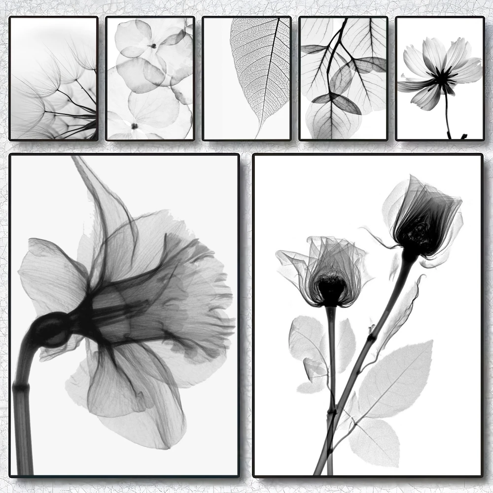

Simple Gray Art Plant Painting Calligraphy Canvas Poster Print Wall Painting for Home Office Living Room Bedroom Home Decoration