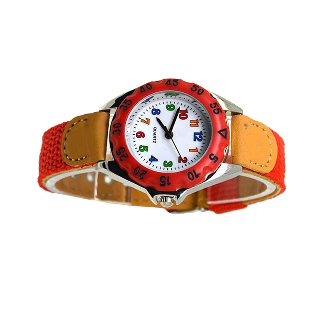 

Cartoon Child Watch Blue Nylon Strap Quartz Movement Kids Students Wrist Watch Creative Design for Birthday Gift for Boys Girls