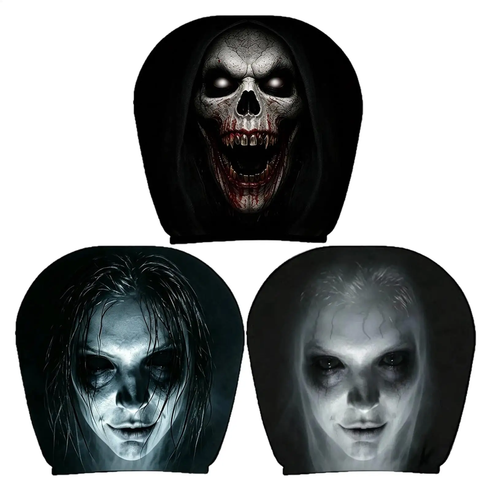 Scary Headrest Covers For Cars 2 Pieces Spooky Washable Halloween Decor Seasonal Headrest Car Seat Cover For Truck SUV RV Pickup