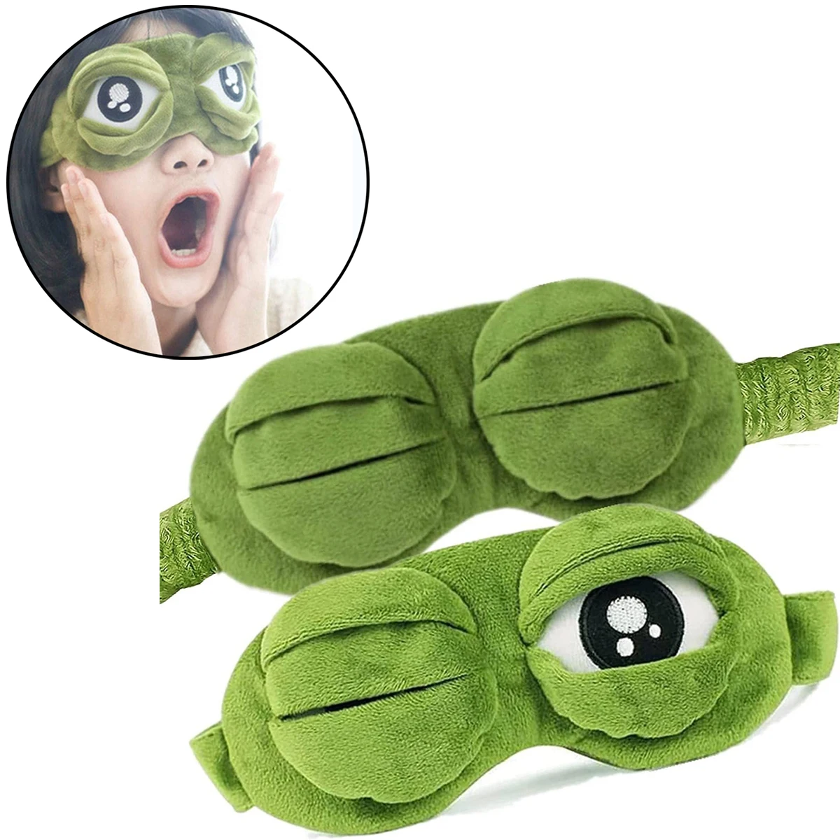 Cute Green Frog Sleep Mask – Plush Soft Eye Cover for All Ages, Funny Travel Nap Mask & Creative Party Gift