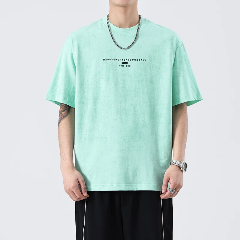 

SZYT621 Summer new trend of loose versatile casual cotton printing letters round neck short-sleeved T-shirt tide men's models