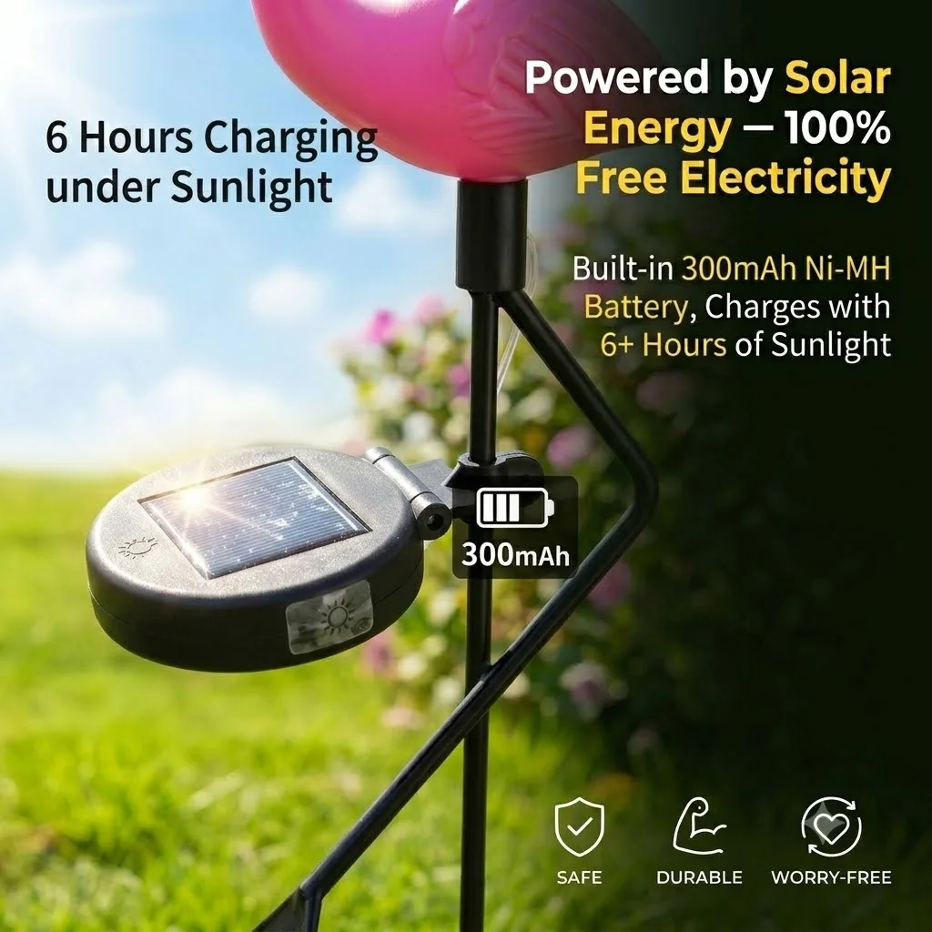 Solar Powered Flamingo Garden Lights Outdoor LED Lawn Pathway Decoration Light view 3
