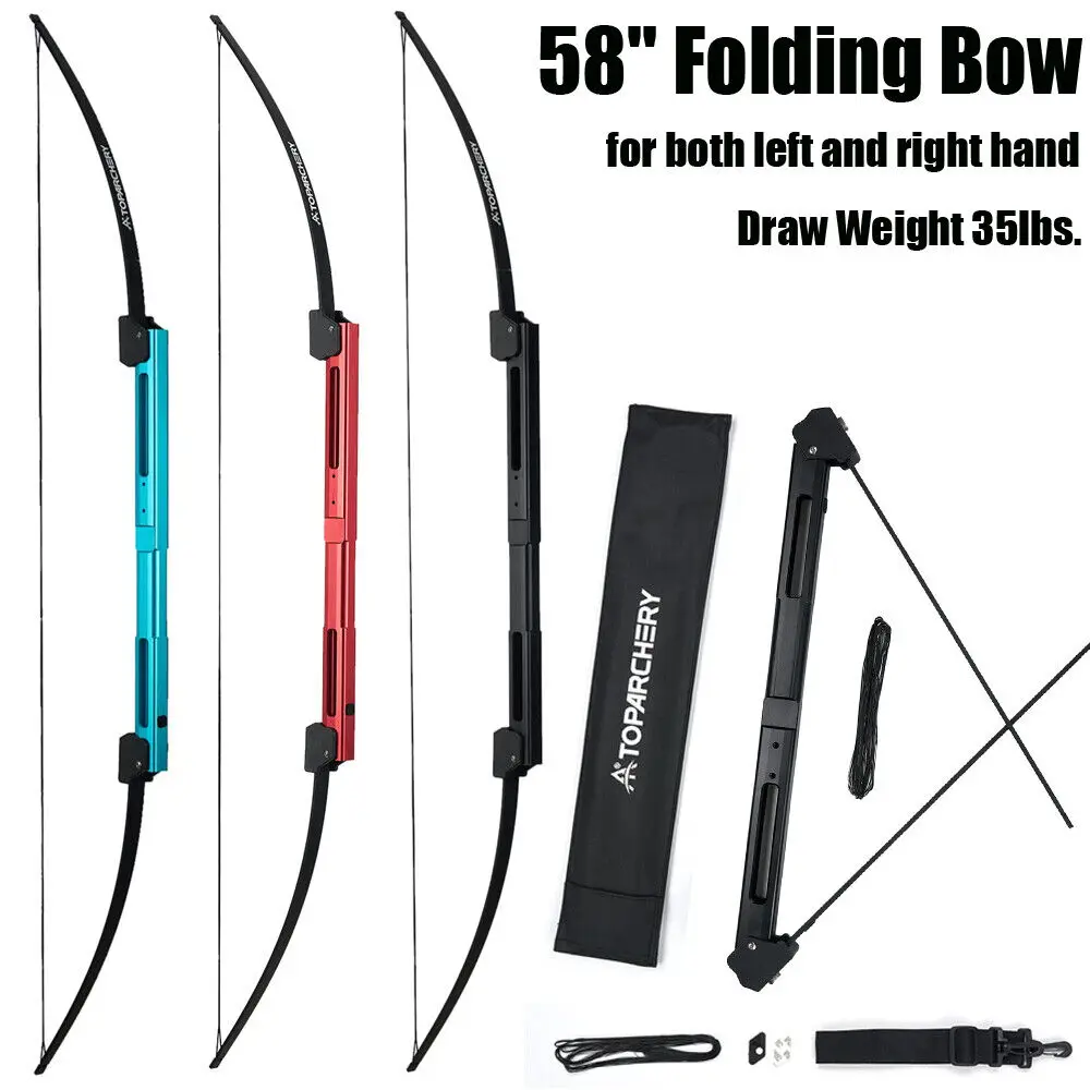 

58" Foldable Bow 35 lbs Folding Archery Bow for Left Right Hand Aluminum Riser Fiberglass Limbs for Outdoor Shooting Hunting