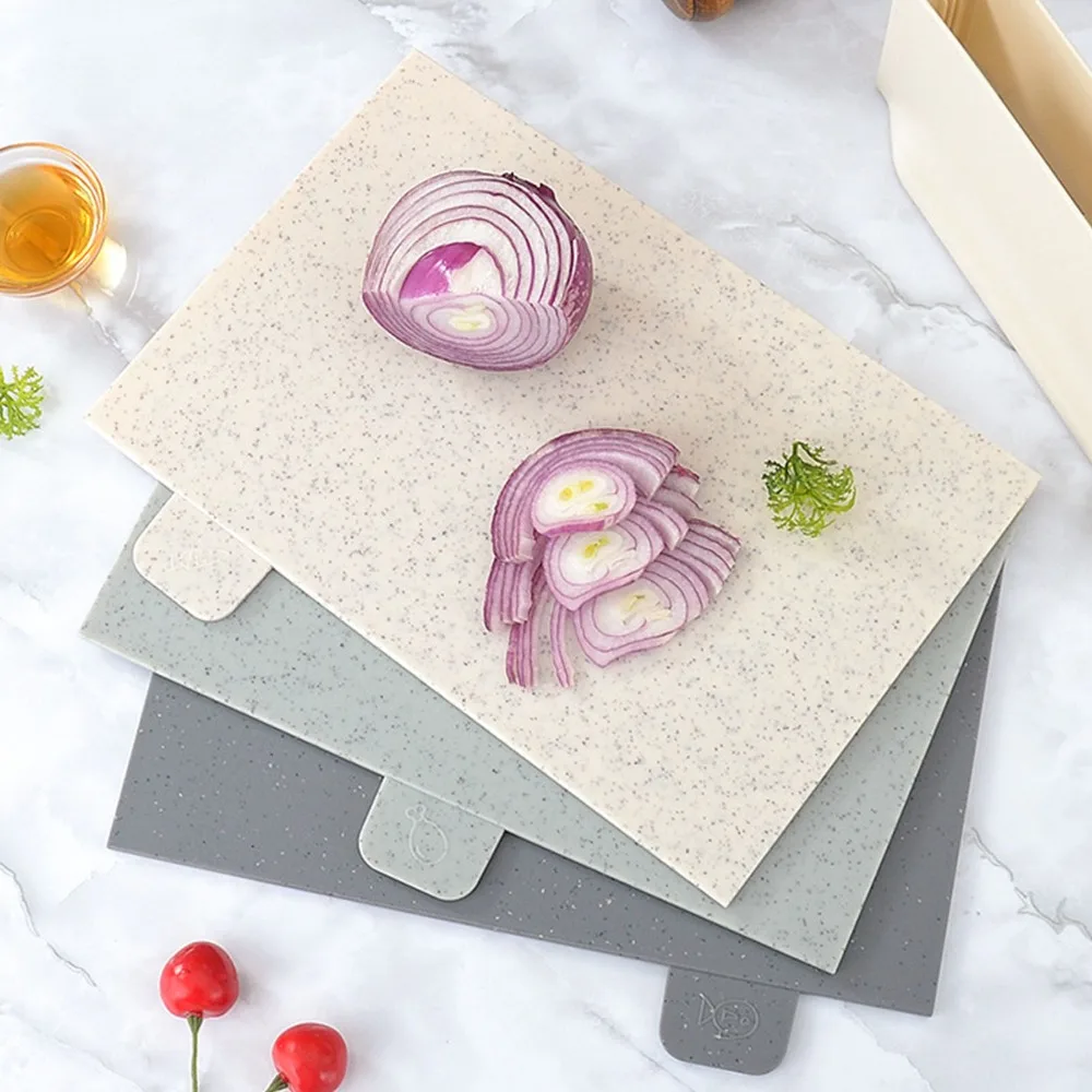 Plastic Cutting Board Set Smooth Surface Multifunctional Use Chopping Board Set with Storage Box Grey Beige Cutting Board
