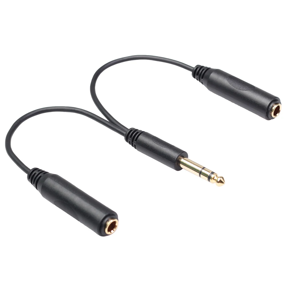 1x 6.35 Mm Male To 2 6.35 Mm Female Adapter 1/4 Inch Stereo Y Splitter Audio Cable One Minute Two Audio Adapter Cable 0.2m