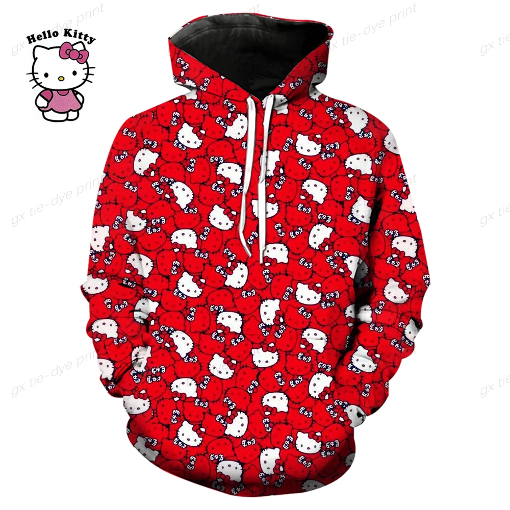 Y2K Style Women\'s Hoodie Clothes with Lots of Korean Reviews Cute Sanrio Hello Kitty Print Sweatshirt Fashionable Harajuku Stree