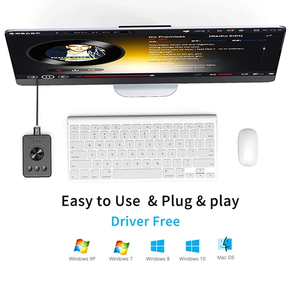 Computer Volume Controller Bluetooth-compatible 5.1 Multimedia PC Speaker 3 Modes USB External Audio Volume Control Adjust Knob
