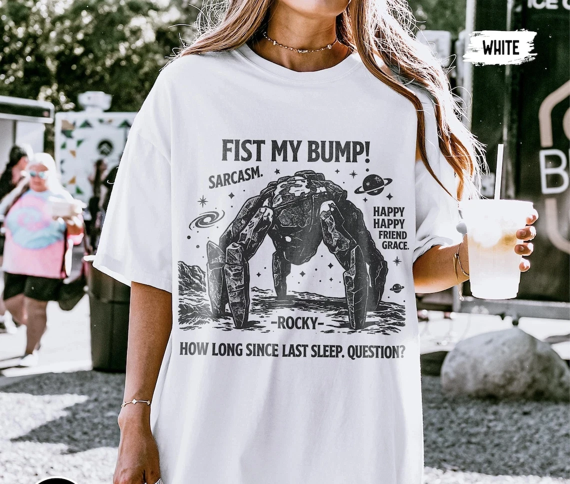 Project Hail Mary Rocky Alien Fist My Bump Sci-Fi T-Shirt Graphic Vintage Shirt Short Sleeve T-shirts for Unisex All-Season