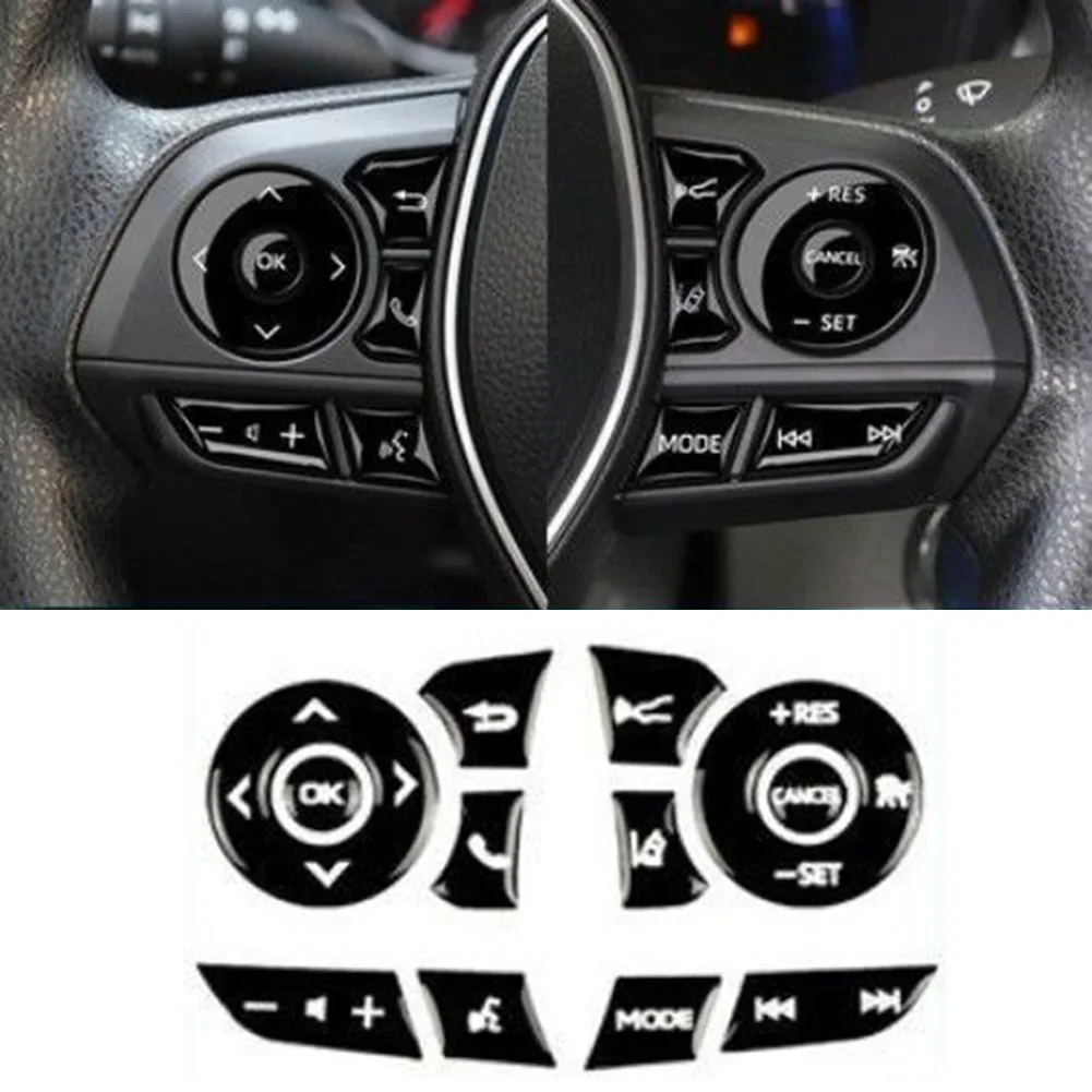 

Gloss Black Steering Wheel Button Cover Trim For Toyota For Corolla 2019 2022 Easy To Install And Scratch Resistant 12pcs/Set