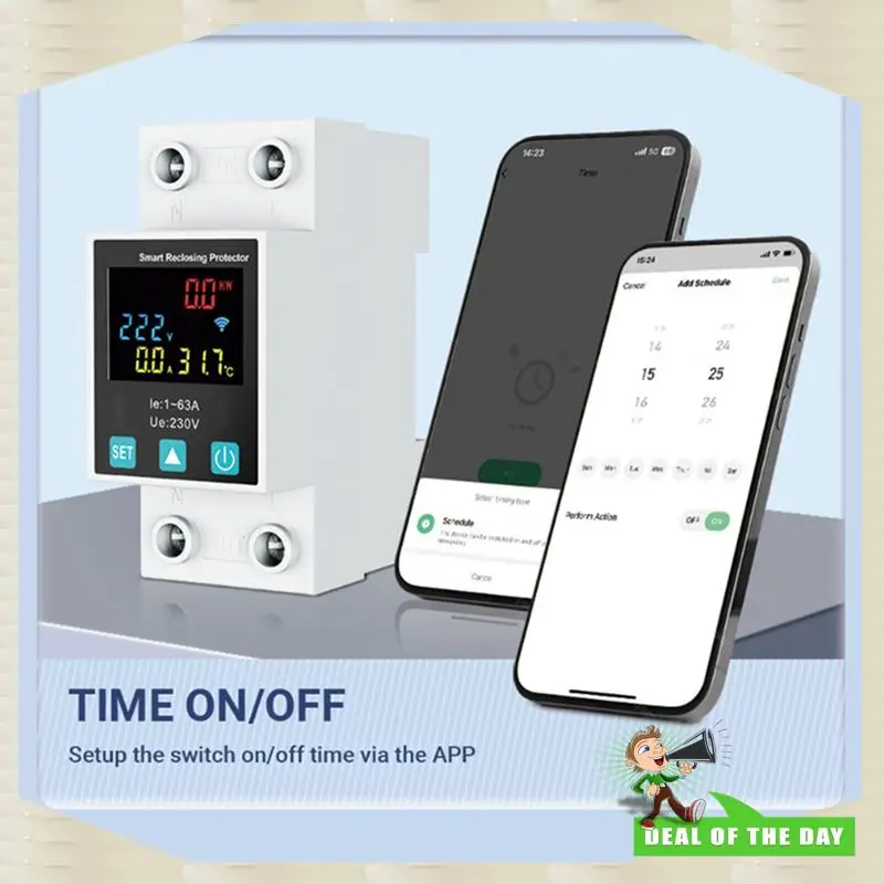 24-Hour Delivery 2X Zigbee TUYA Smart Life 2P/63A Circuit Breaker Earth Leakage Over Under Voltage Protection Protector