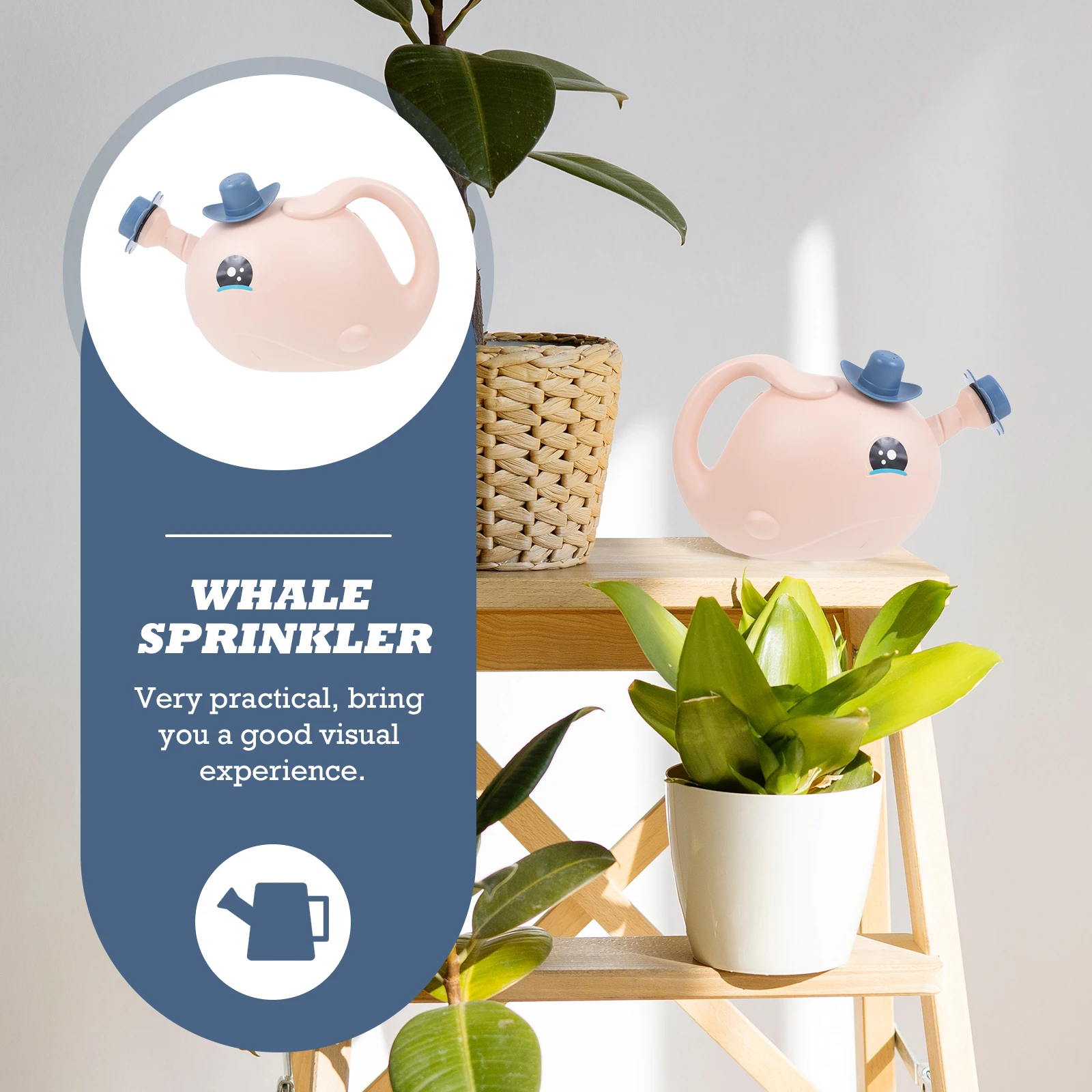 

Whale shape Watering Pot Durable Ergonomic H Detachable Nozzle Safe Material Plants Watering Can Gardening Kettle Home
