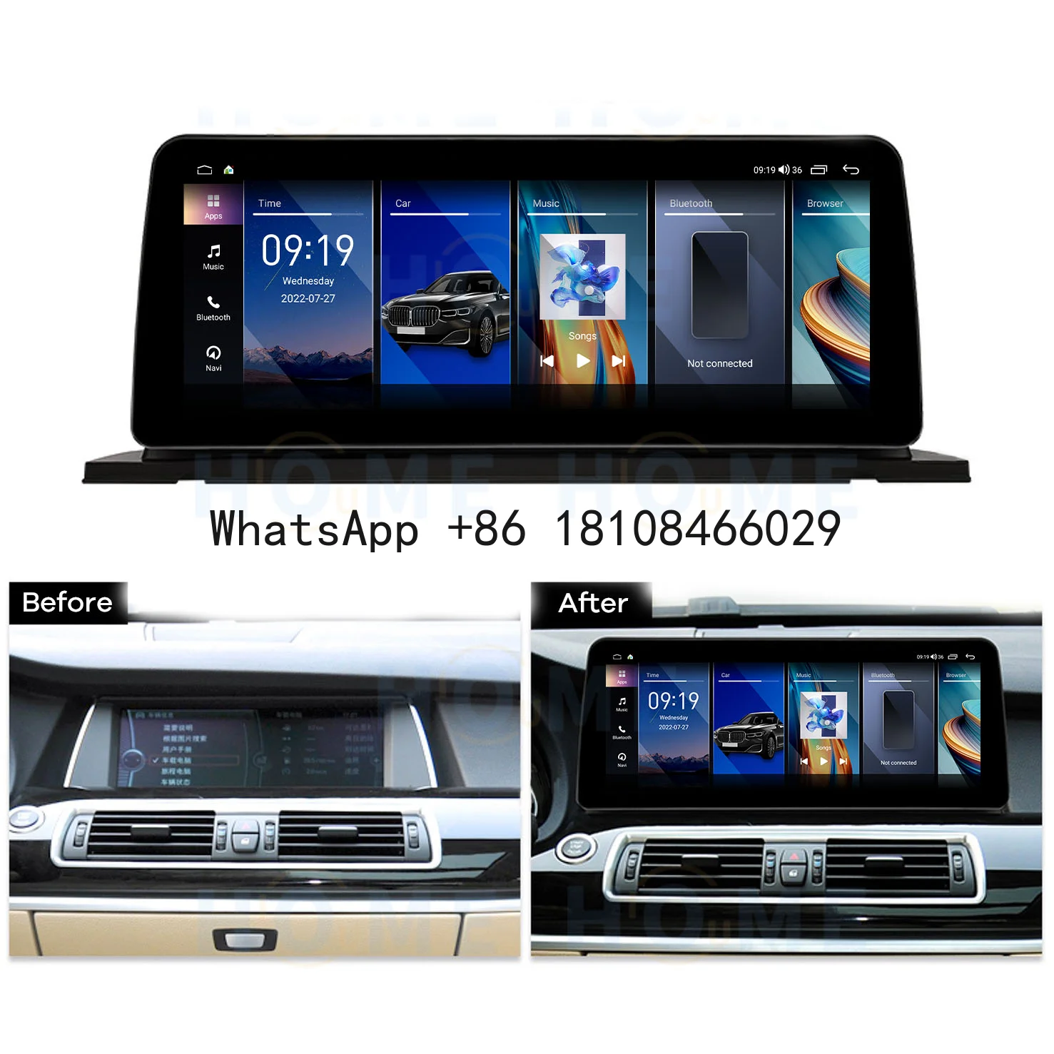 

12.5-inch Car Monitor, GPS Navigation, Multimedia Player, Radio, Android 13, Suitable for BMW F30 F31 F22 F32 F33 F36