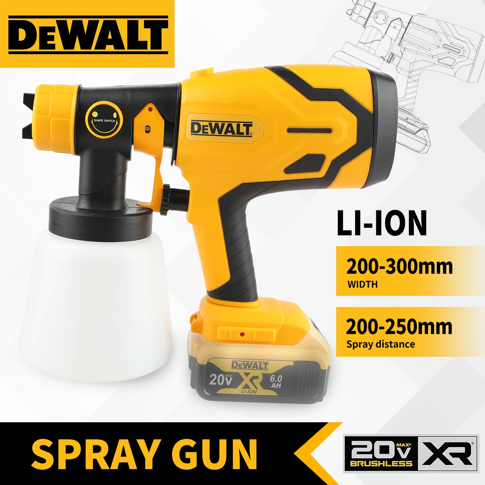 

Dewalt Cordless Electric 800ML Spray Gun Portable Paint Sprayer High Power Auto Furniture Coating Airbrush For Dewalt Battery
