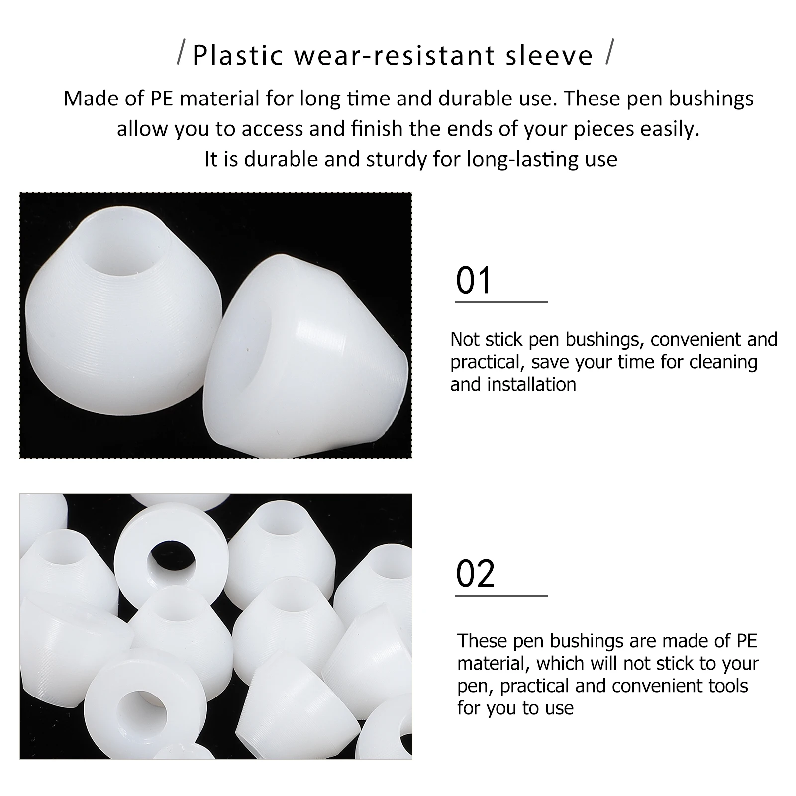 20Pcs Pen Turning Bushings Pe Wear-Resistant Non-Stick for Wood Lathe Projects Long-Lasting Sturdy Pen Project Kits Essential