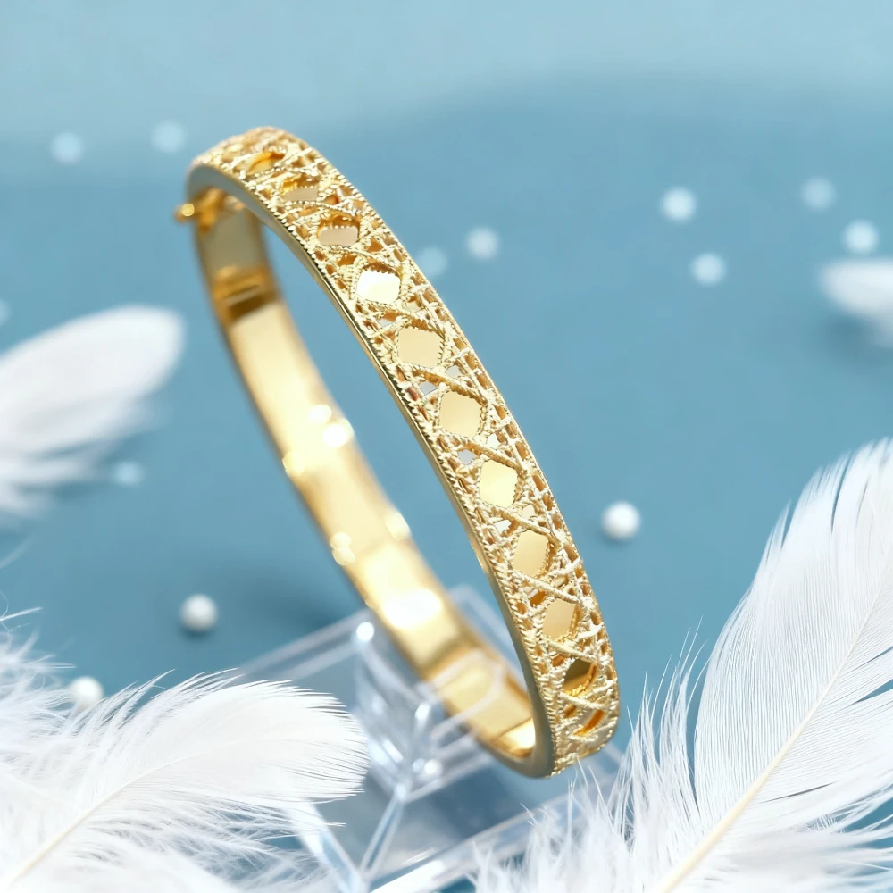 

2025 New Elegant accessories Luxury Silver Women's Wave Bangle, Gold - Diamond Design, for Wedding & Engagement