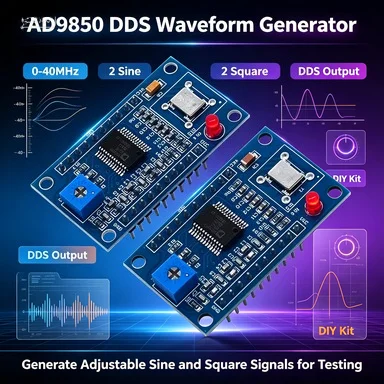 AD9851 DDS Signal Generator 0-70MHz 2 Sine + 2 Square Wave, 125MHz Crystal, Test Equipment