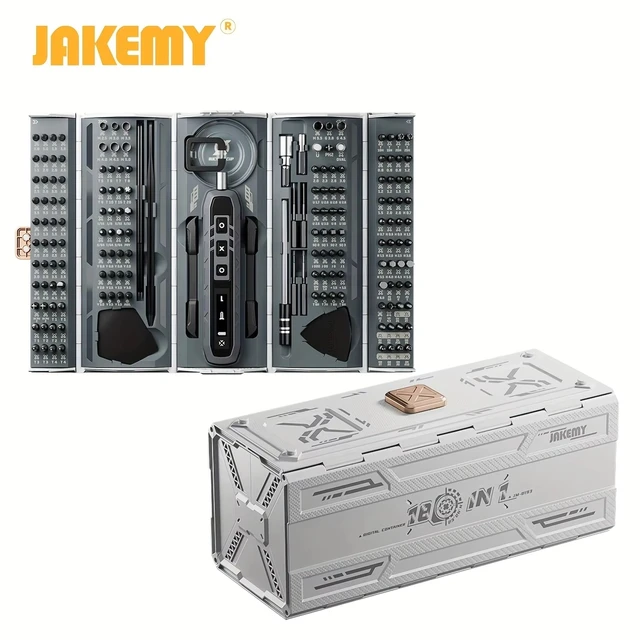 JAKEMY 180-w-1 magnetyczny bezprzewodowy zestaw wkrętaków elektrycznych, zestaw narzędzi do naprawy telefonu komórkowego/PC/okularów, bity precyzyjne, prezent dla mężczyzny