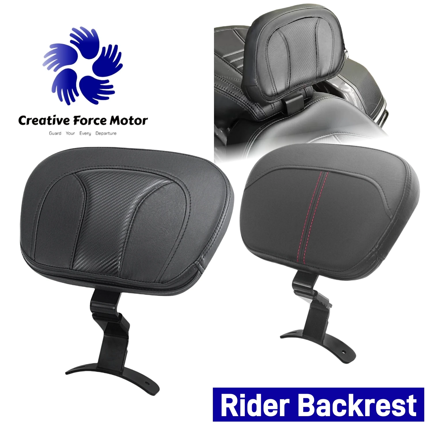 

2009-2023 Front Driver Rider Backrest Pad Motorcycles Leather Seat Cushion For Harley Touring Road King CVO Electra Street Glide