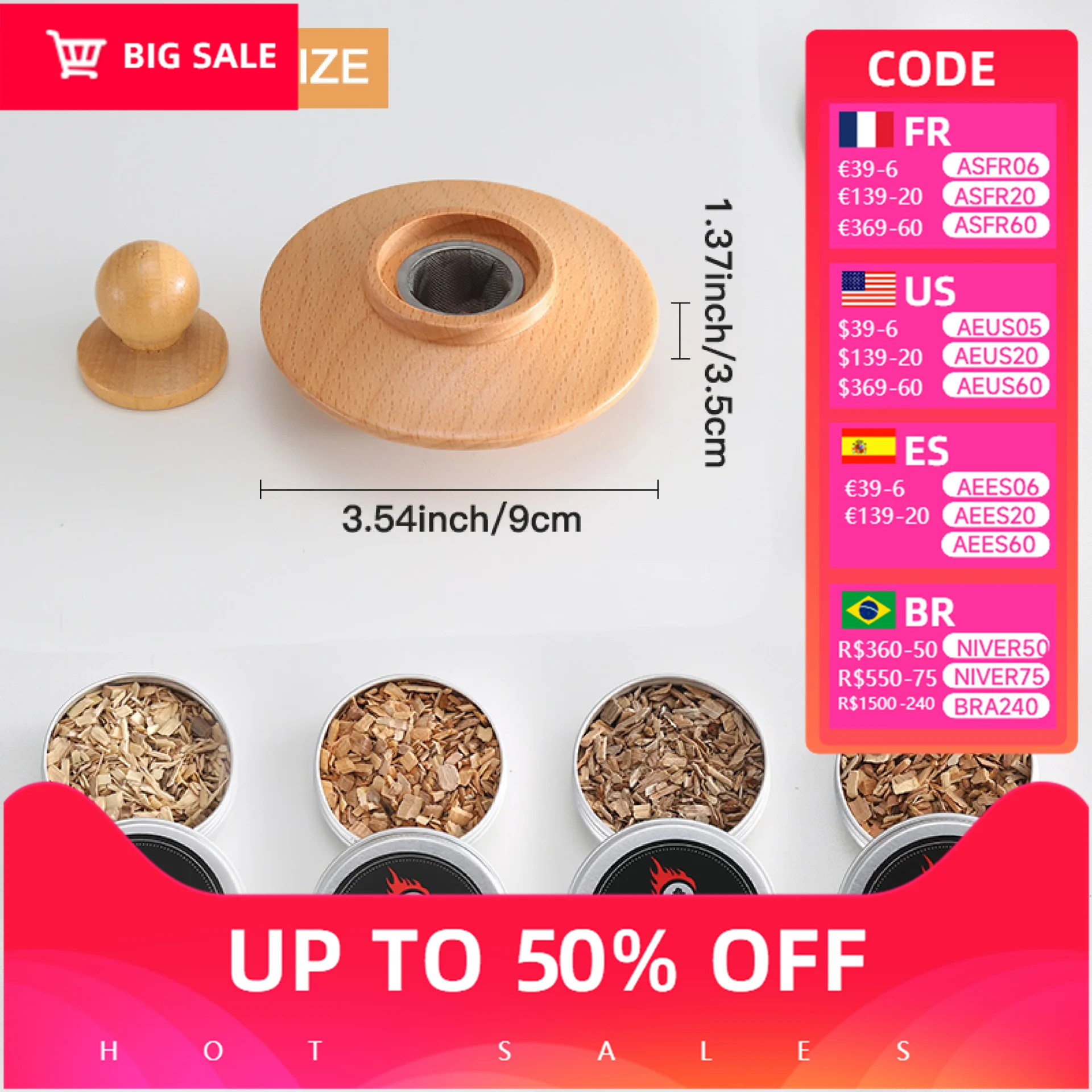 

Wooden Cocktail Smoker kit with 4 wood natural flavors and reusable whiskey drinks kitchen bar accessory tools