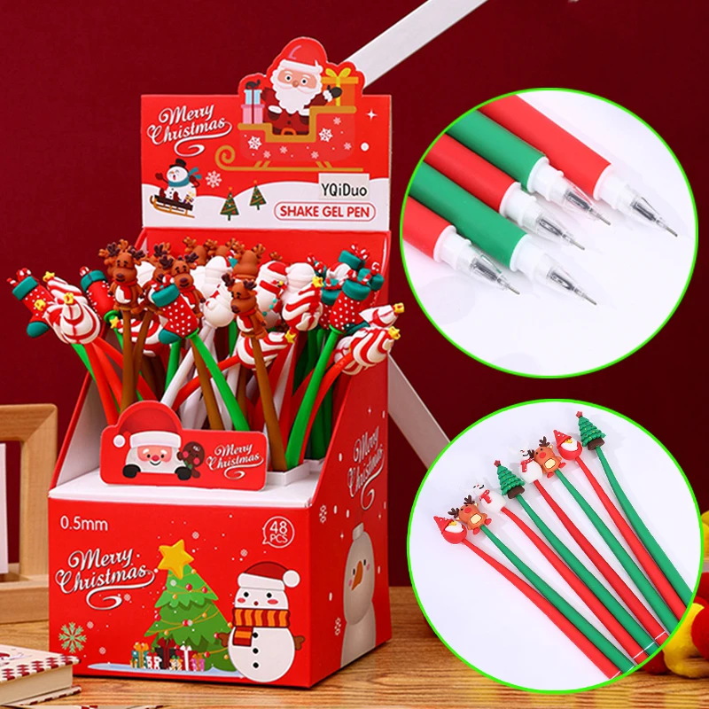 6/12/24PCS Christmas Cartoon Gel Pen Children Elk Snowman Santa Claus Party Gifts Christmas Gifts School Prizes New Year Present