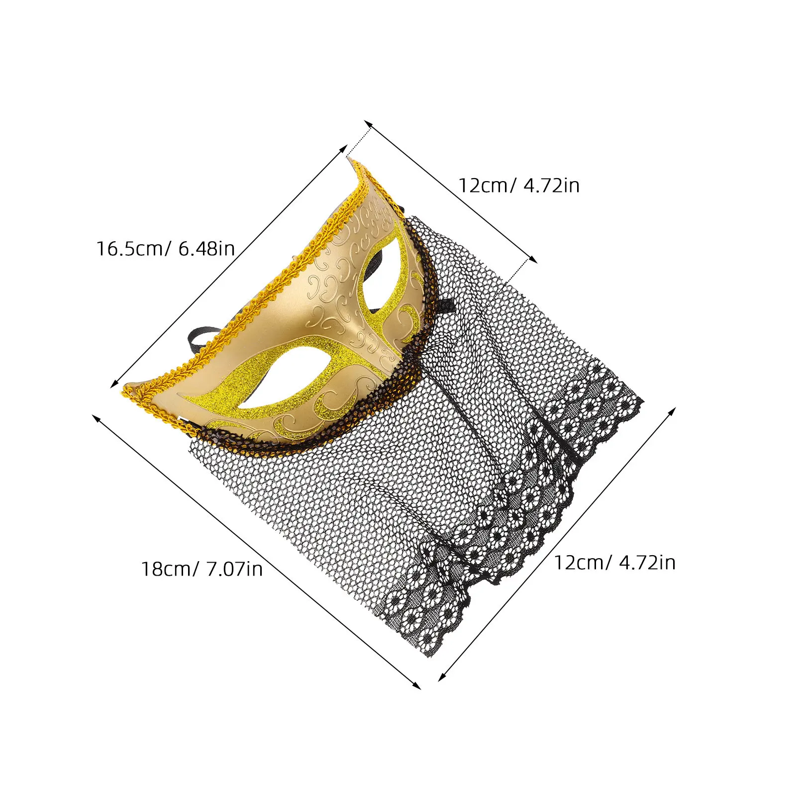 Lace Veil Masquerade Mask Half Face Design Elegant Sophisticated Stage Performance Costume for Halloween Carnival Prom Fancy