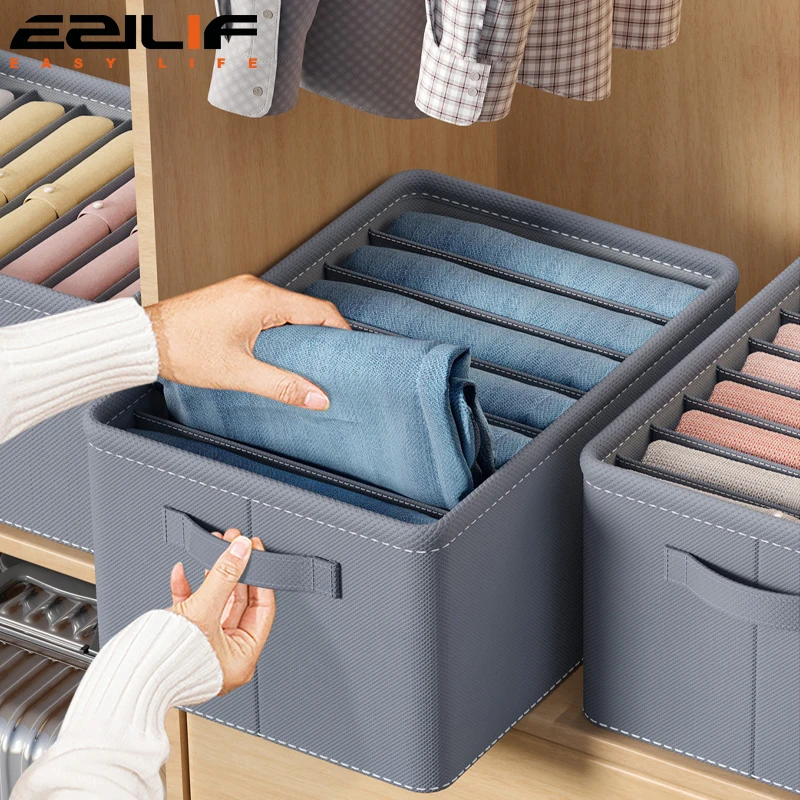 Thickened Pants Storage Box Foldable 9/7 Grids Organizer for Jeans Sweatshirt Shirt Wardrobe Organizers of Cabinets and Drawer