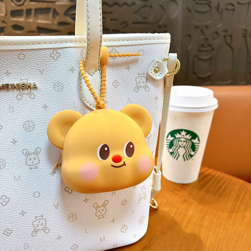 Butter Bear Wallet Keychain Small Pendant Cartoon Cute Storage Bag Handbag Accessories Earphone Bag Keychain Kawaii Lanyard