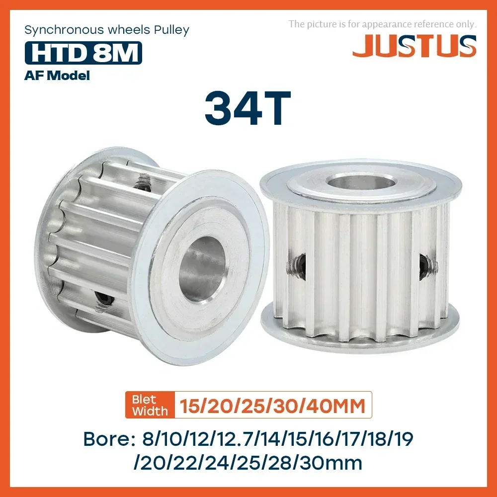 34 Teeth HTD 8M Synchronous Pulley Bore 8-30mm Teeth Pitch 8 mm Slot Width 16/21/27/32/42 mm For 15/20/25/30/40mm 8M Timing Belt