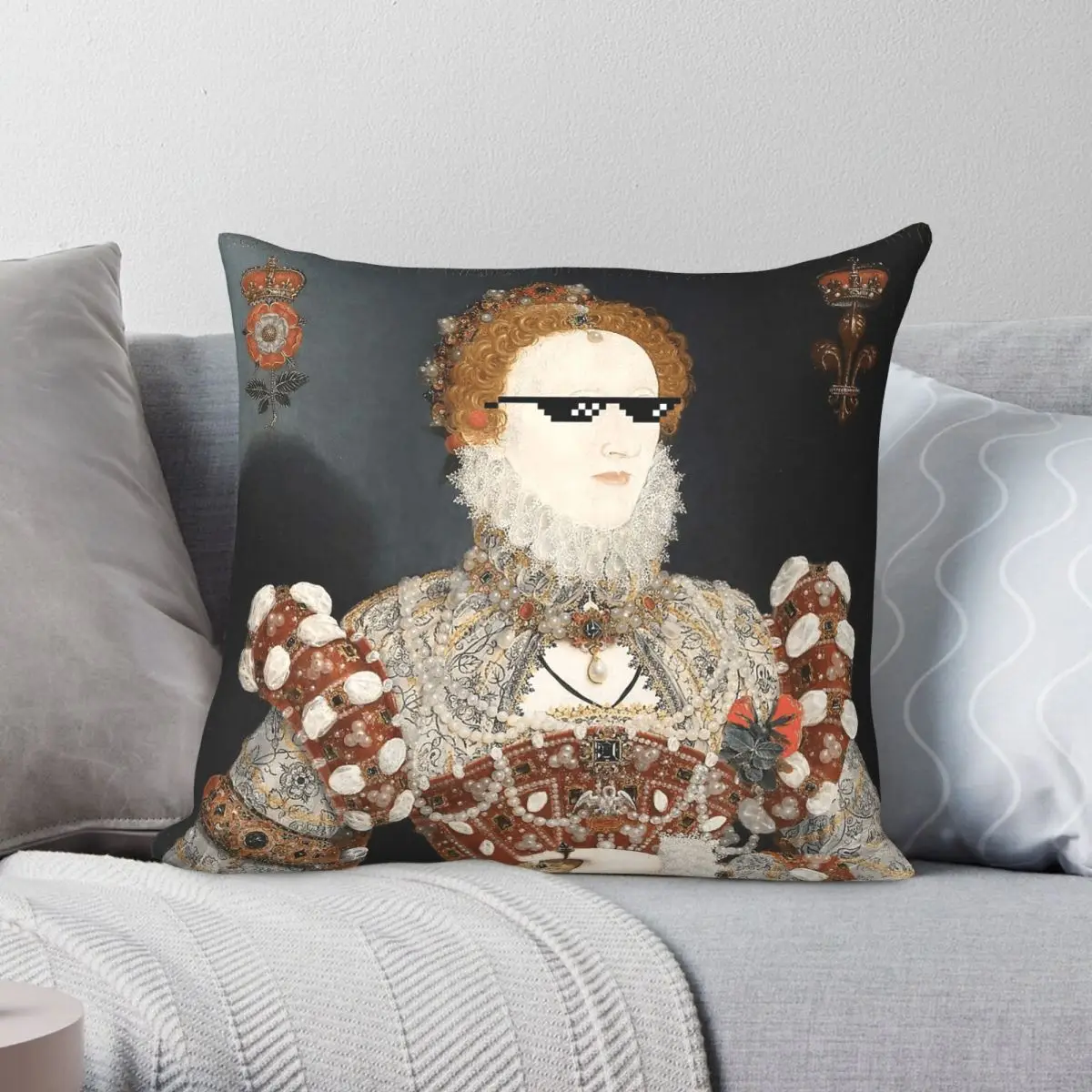 Elizabeth I In Sunglasses Pillowcase Polyester Linen Velvet Printed Zip Decorative Bed Cushion Cover