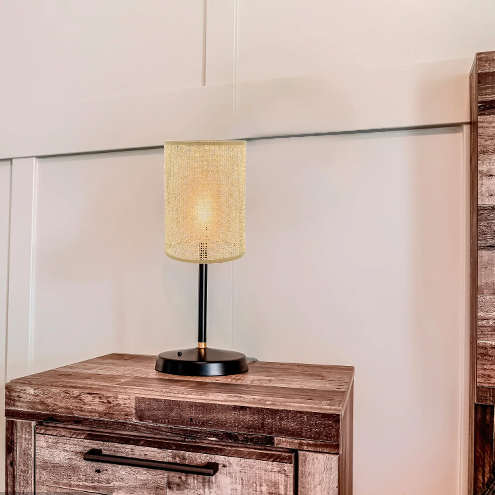 

2Pcs Rattan Lampshades Braided Small Desk Table Light Shades E27 E14 Warm Bedroom Living Room Decor Woven Rattan Lampshade Table
