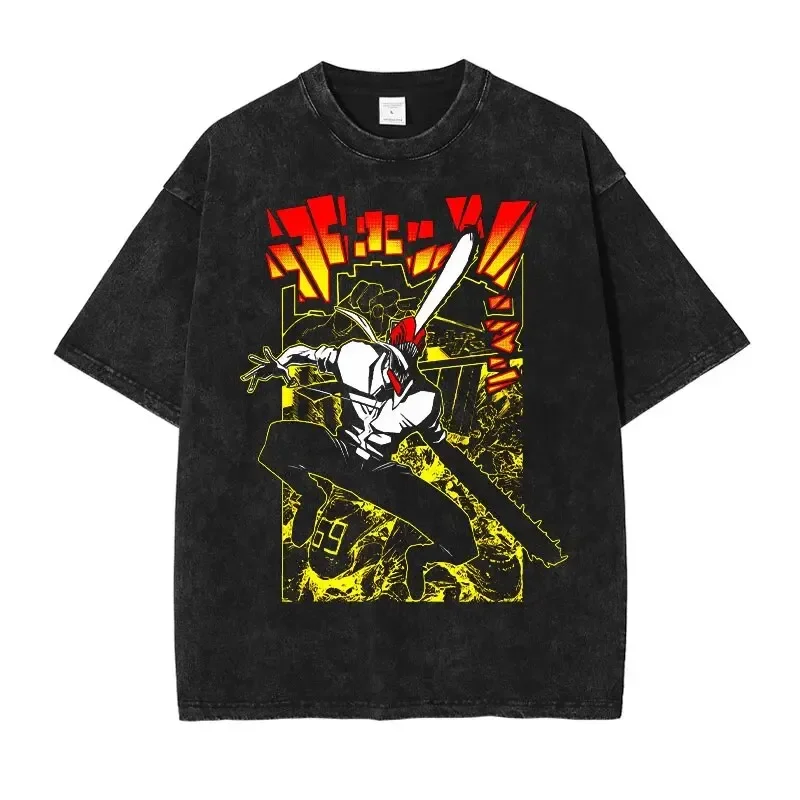 

Футболка Chainsaw Man Fearless Vigilante, рубашка в стиле аниме, винтажная мужская футболка из чистого хлопка, спортивная одежда для отдыха, Harajuku, новинка лета 2025