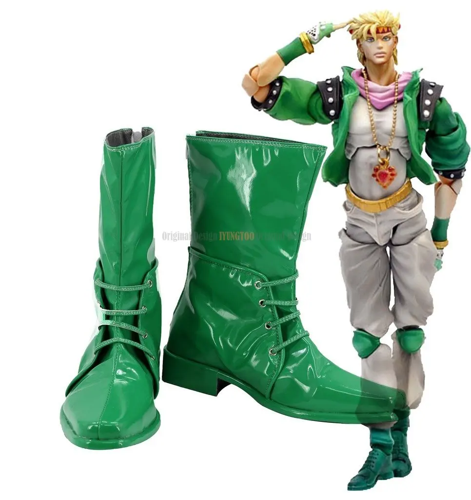 Caesar Anthonio Cosplay JOJO'S BIZARRE ADVENTURE 2 Caesar Anthonio Green Boots Cosplay Shoes Custom Made Any Size