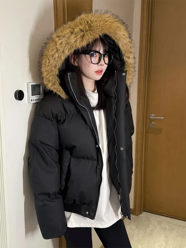 

Мужская теплая зимняя куртка с отстегивающимся меховым воротником, хлопковая, в американском стиле, для повседневной носки, молодежная, утепленная