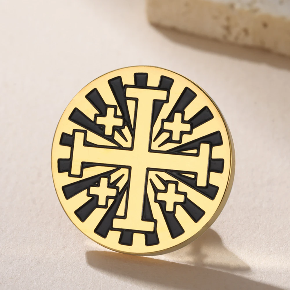 Dawapara Jerusalem Kreuz Brosche Pins Religiöses Gebet Glaube Griechisch-orthodoxer Schmuck Schutz Amulett Edelstahl Zubehör – Detail 9