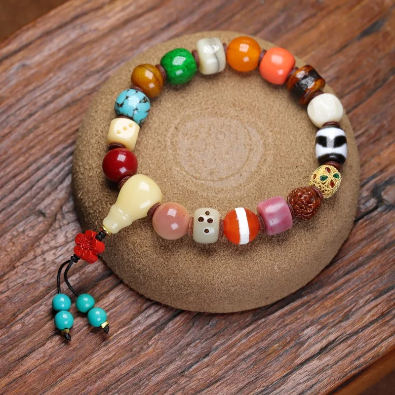 - cultural and collectible made of , cow bone multi-treasure bracelet