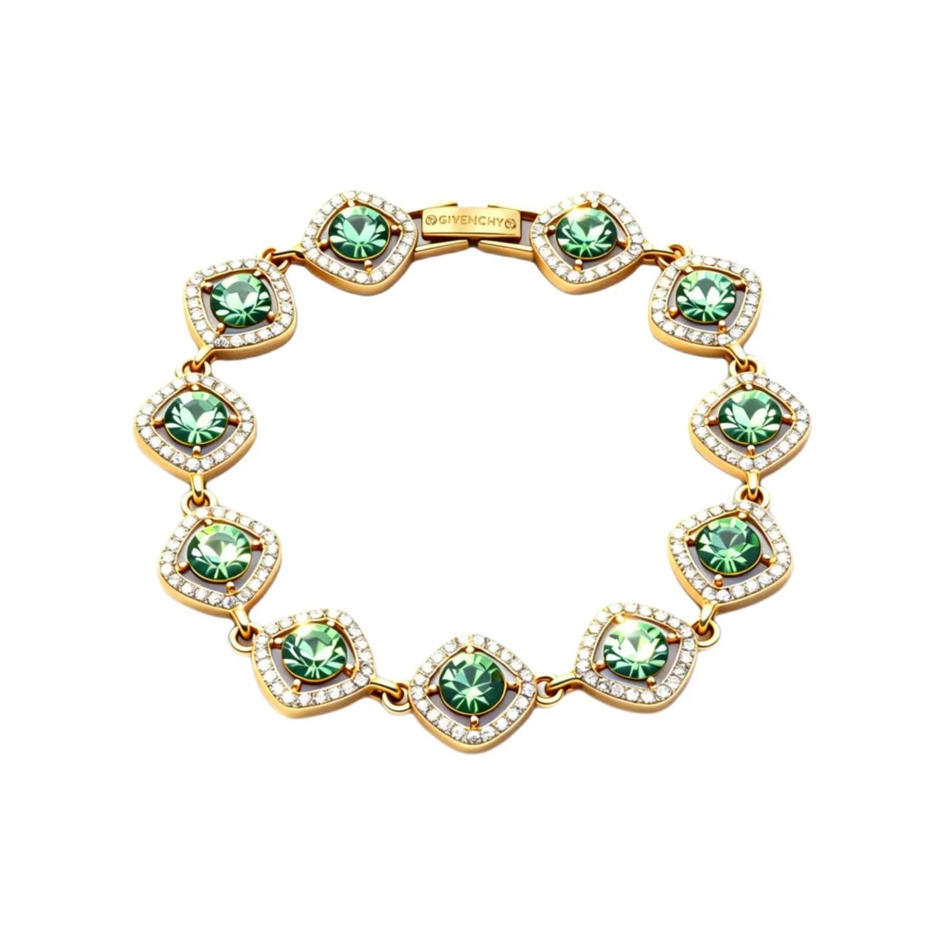 Pulseiras Givenchy Unissex Douradas/Verdes 07B00376