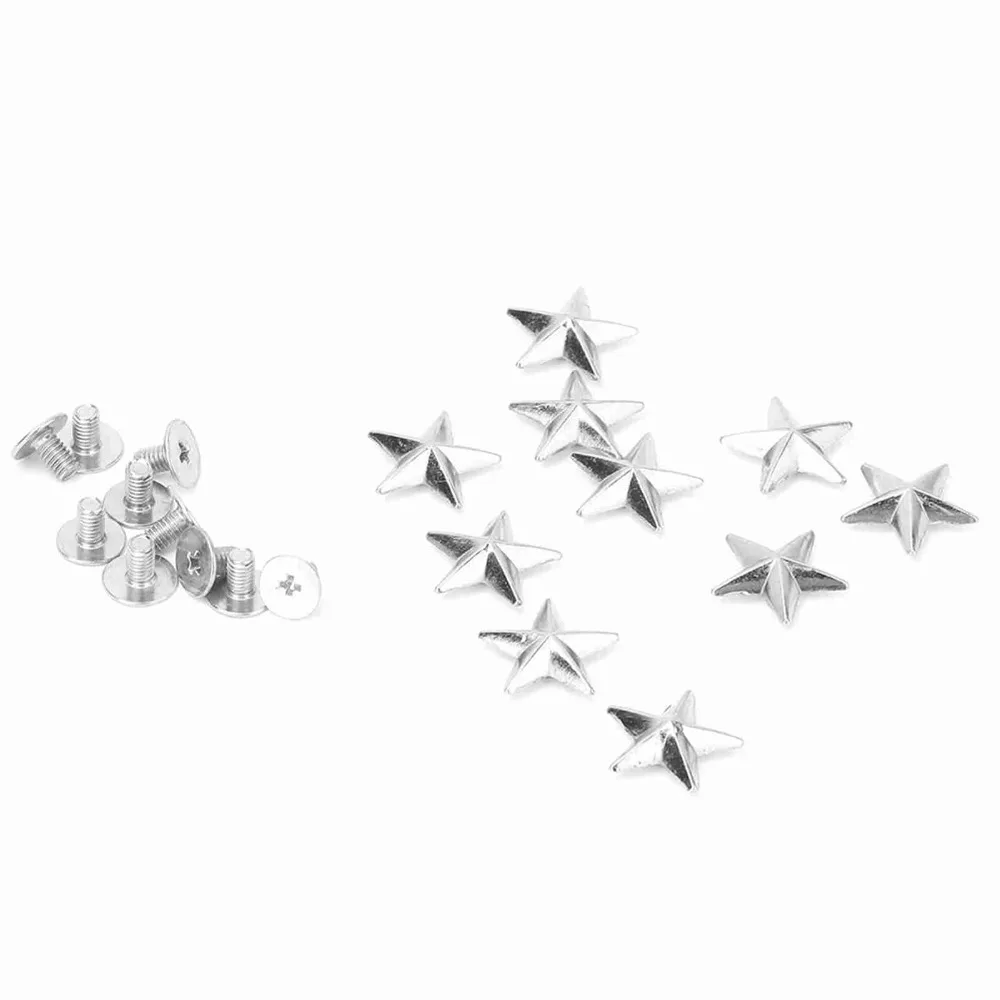50pcs Accessories Bronze & Sliver Metal Star Stud 14mm Metal Rivet Spike Screw Leathercraft Rivets DIY Decoration
