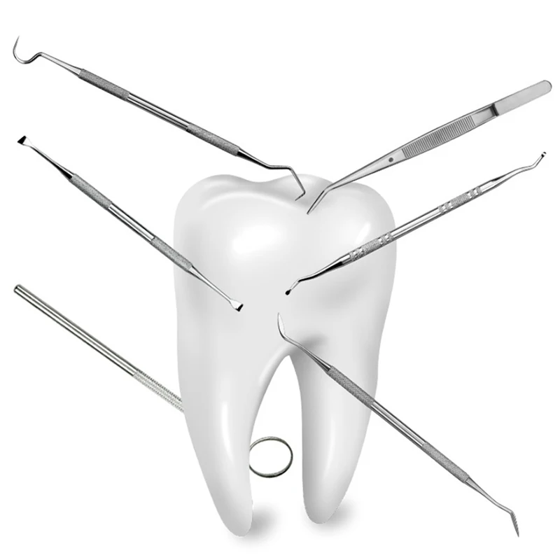 Espejo Dental de acero inoxidable, dispositivo de bolsillo, 1/6 piezas