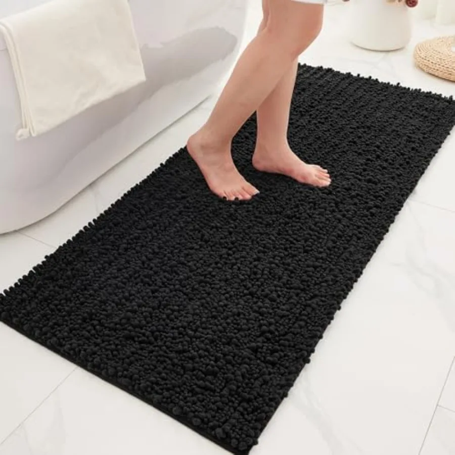 

Bathroom Rugs Non Slip Washable 44x24 Extra Thick Soft Chenille Absorbent Bath Mat High Density Barrier Non Slip Backing Quick