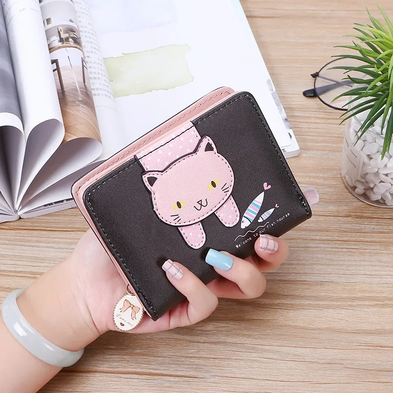 Women Cute Cat Wallet Small Zipper Girls Wallets Brand Designed PU Leather Women Coin Purse Female Card Holder Wallet Billetera