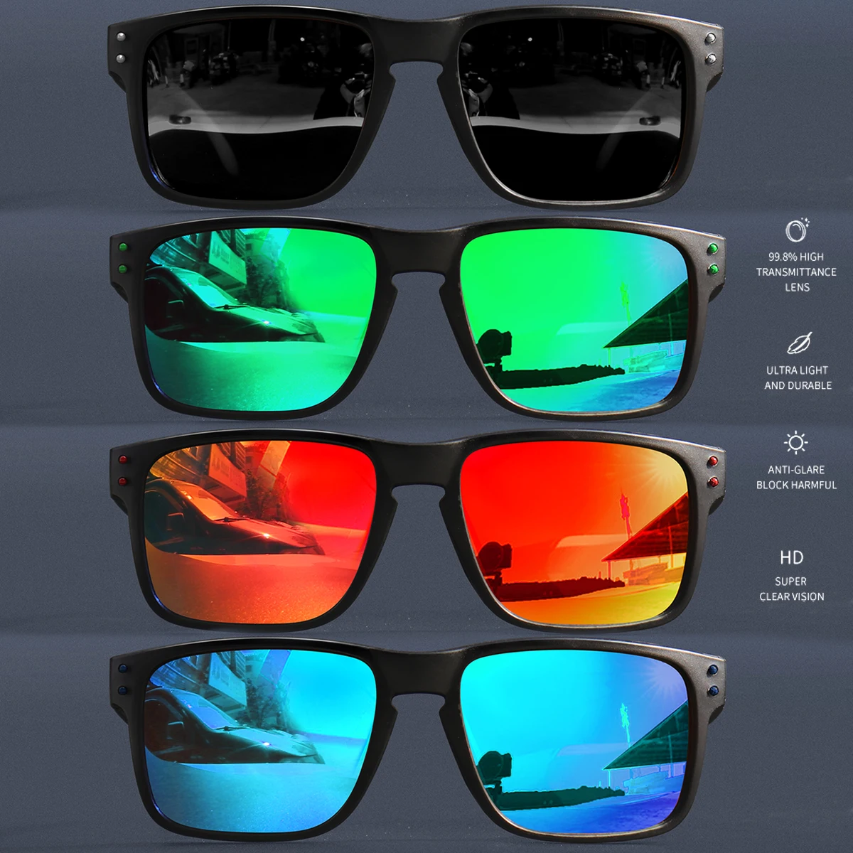 1/4pcs Classic Vintage Square Polarized Sunglasses   Outdoor Driving Fishing Running Goggles Men Frame UV400