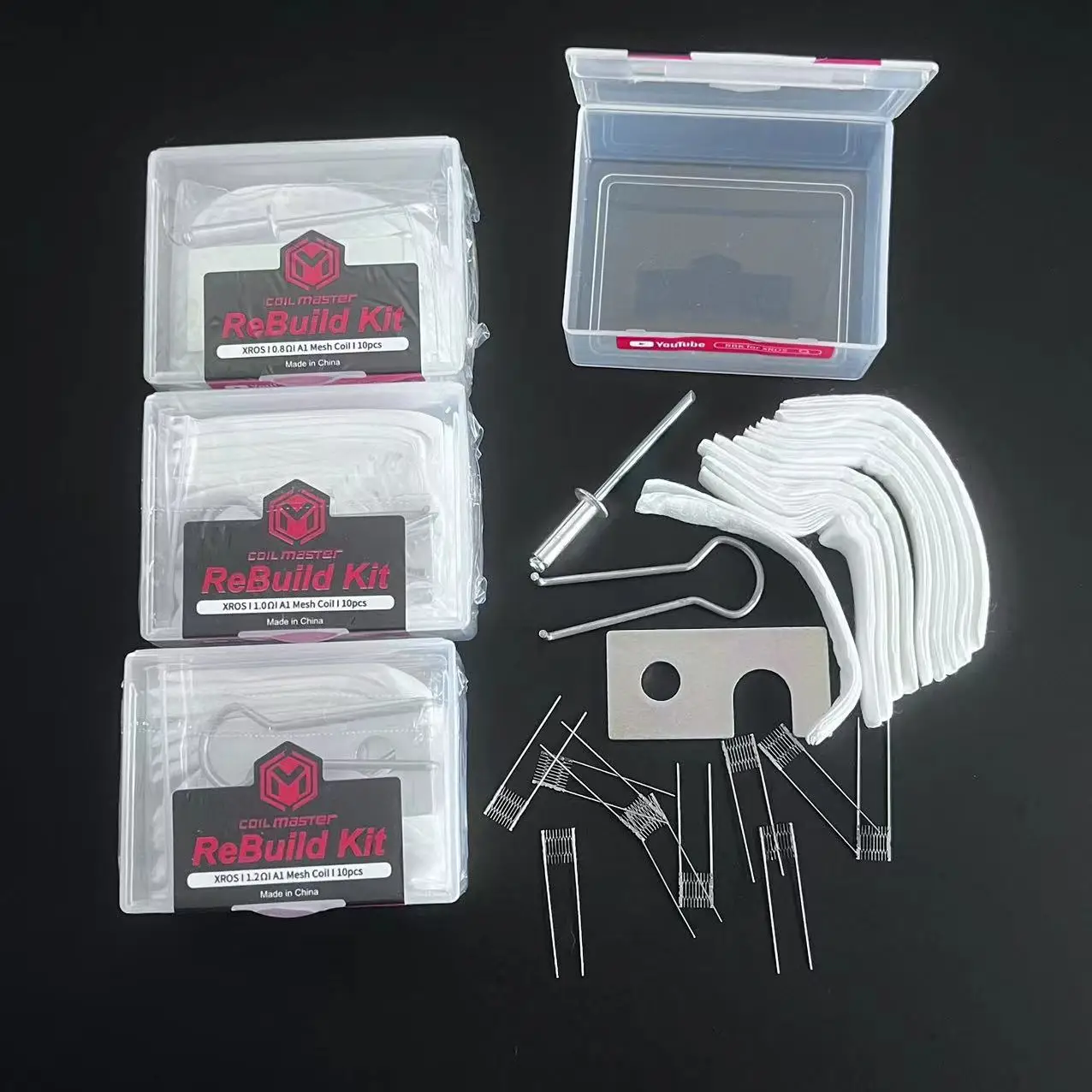 Coil Master XROS Tool Rebuild Kit, Kit DIY para A1 Mesh Coil Head, 0.8ohm, 1.0ohm, 1.2ohm, Caixa de 5 por 1 Caixa