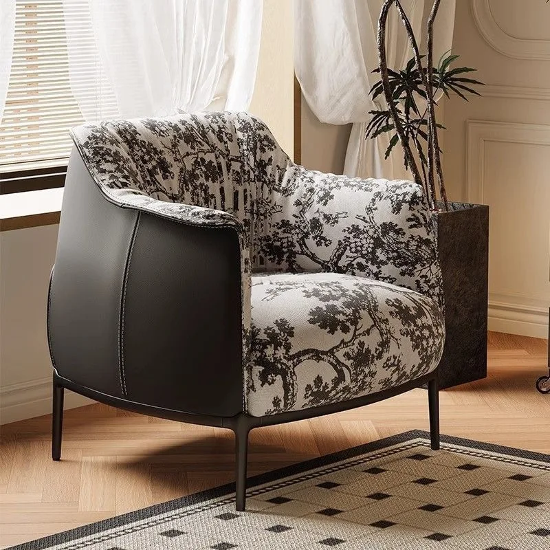 

French retro single designer home living room balcony reception leisure single chair lazy sofa