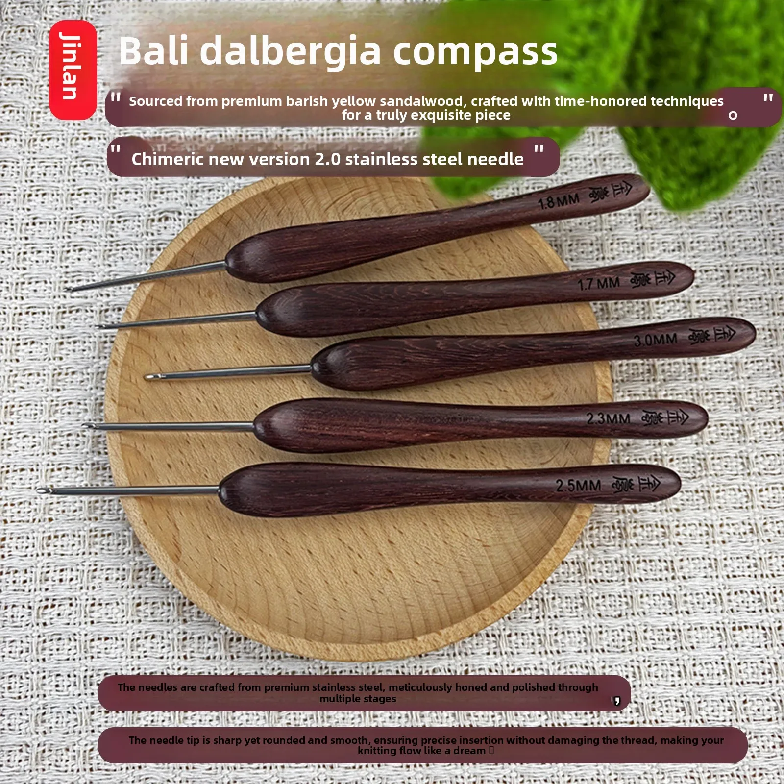 

Jinlan Crochet Barry Dalbergia Compass New Standard Needle Version 2.0 DIY Hand-knitting Tool 0.4 0.5 3.0.3.5 6.0.6.5mm