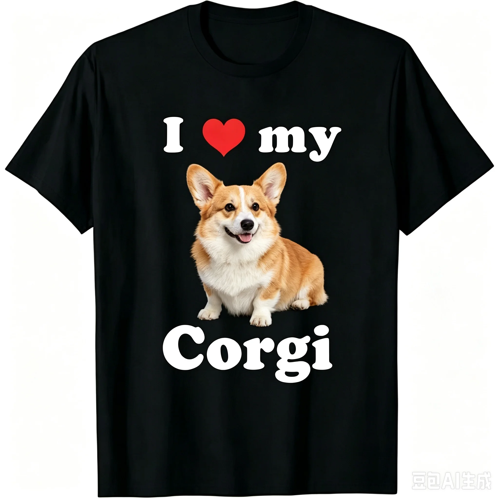 Unisex I Love My Corgi Graphic T Shirt Men Women Cute Pembroke Welsh Corgi Dog Red Heart Print Short Sleeve Crewneck Pet Lover Oversized Streetwear Tee